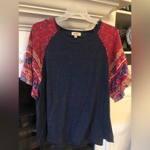 Gigio shirt in vibrant blue and red